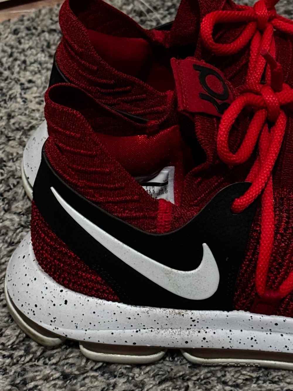 Nike Red and Black KD Basketball Shoes with White Swoosh